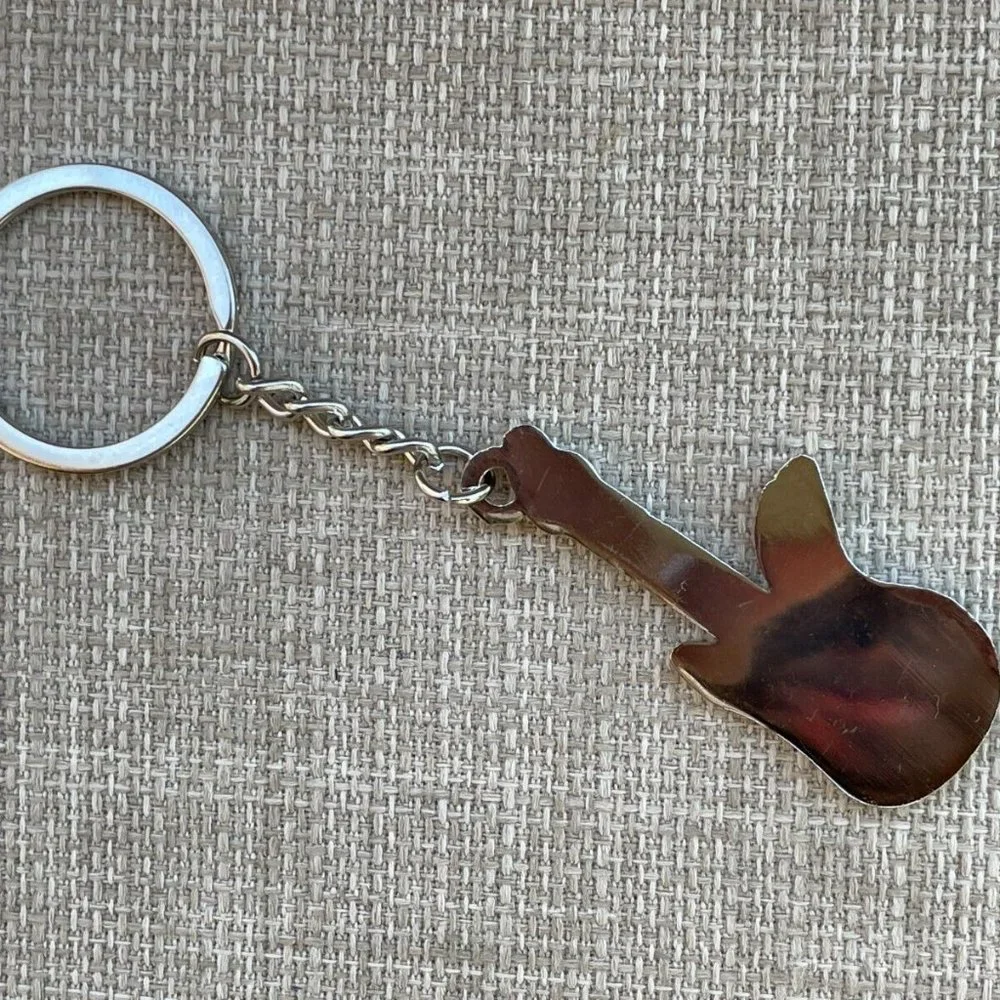 Guitar Key chain Silver/Black Tone Fashion Jewelry Keys Holder Crystals accent
